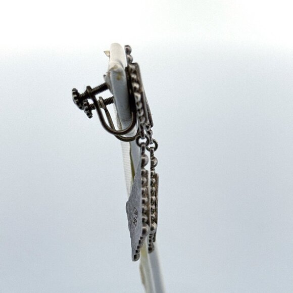 Estate Sterling Silver 925 Abalone Inlay Dangle Earrings Screw Back 8.7g - Picture 2 of 8